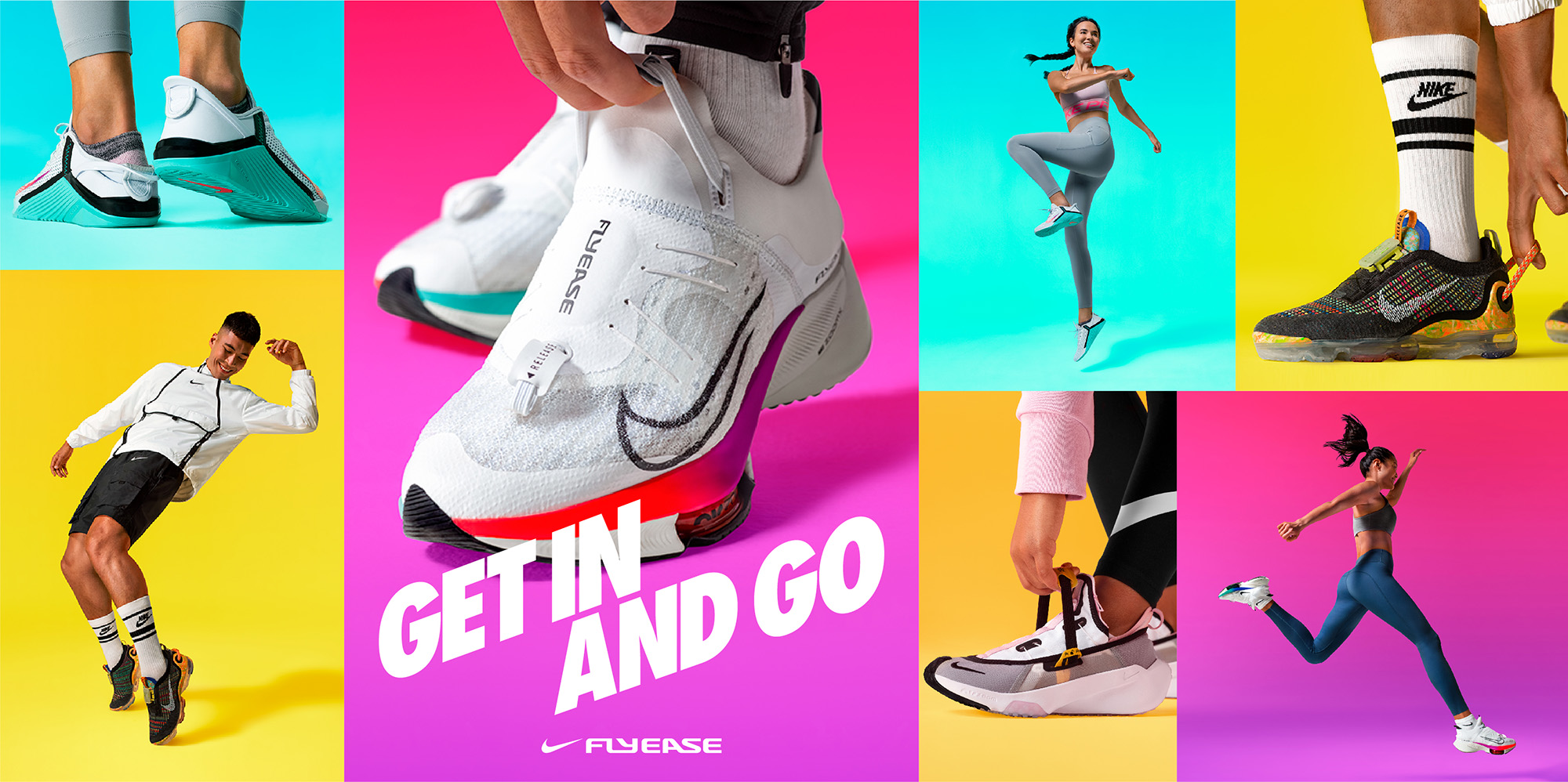 NIKE FLYEASE科技專為所有的運動員方便穿脫、盡情運動而設計 GET IN AND GO！